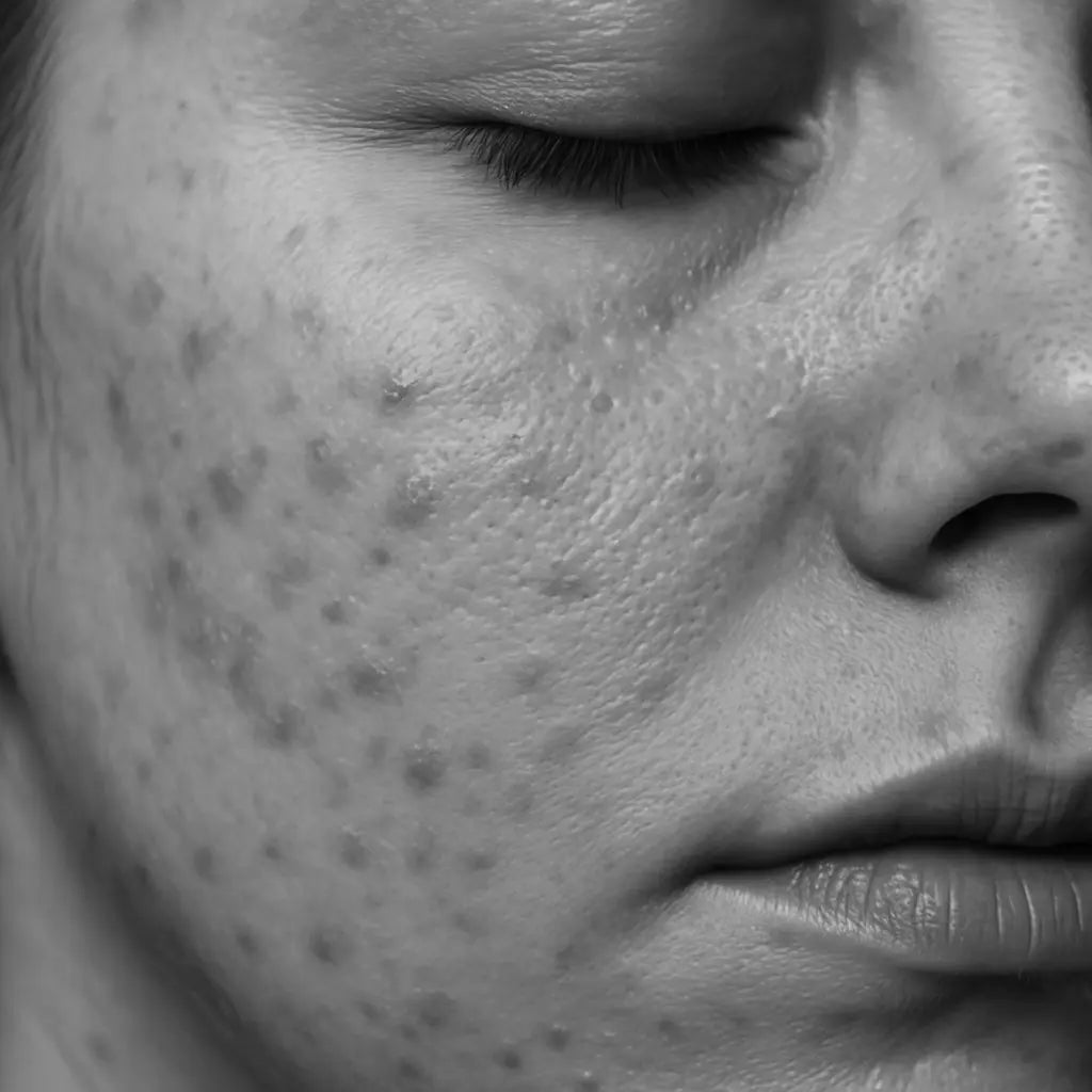 Black and white photo of overfed and overwhelmed skin
